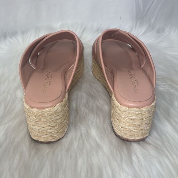 Andre Assous Women's Calesa Slide Sandals Blush Pink Leather/Raffia Sz 38/US 8 - Picture 4 of 7
